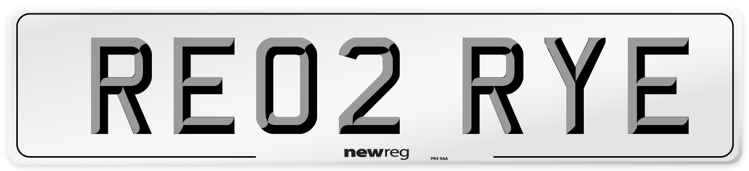 RE02 RYE Number Plate from New Reg